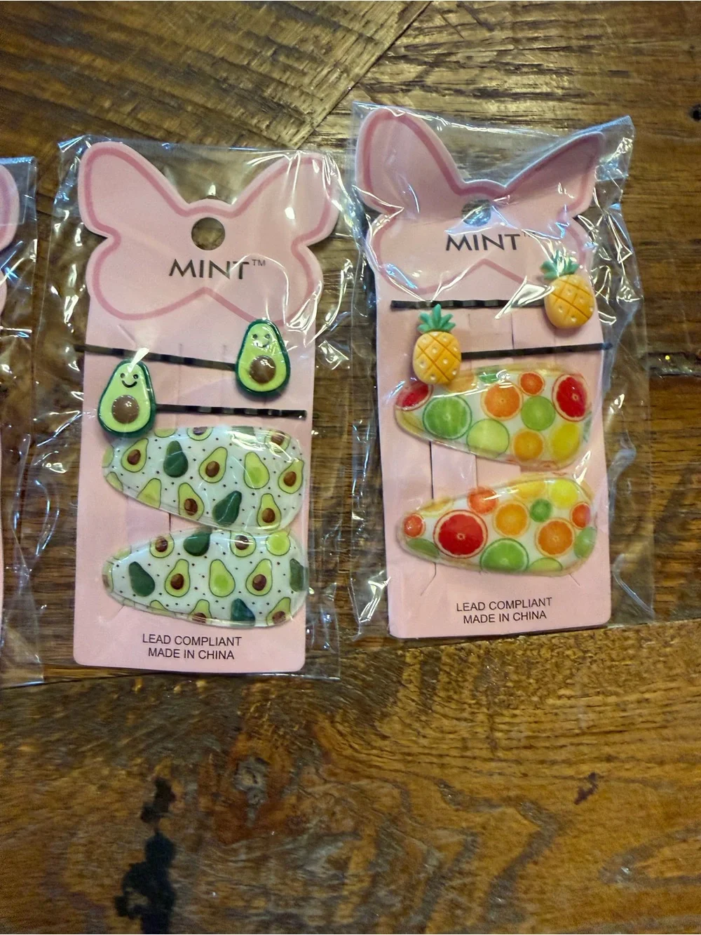 Mint Pink Kids Hair Clip Set - Strawberry, Avocado, Pineapple Designs